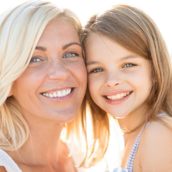 happy mother and child girl