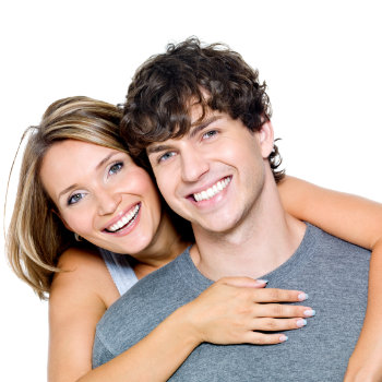 young couple in love smiling