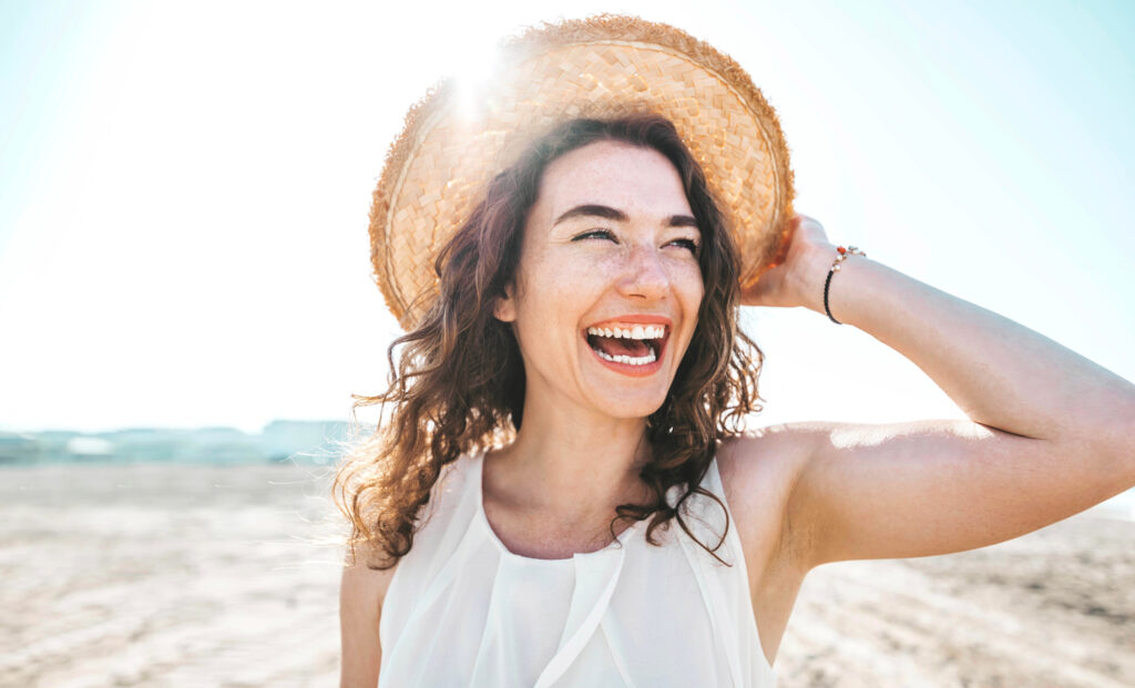 Smiling woman outdoors