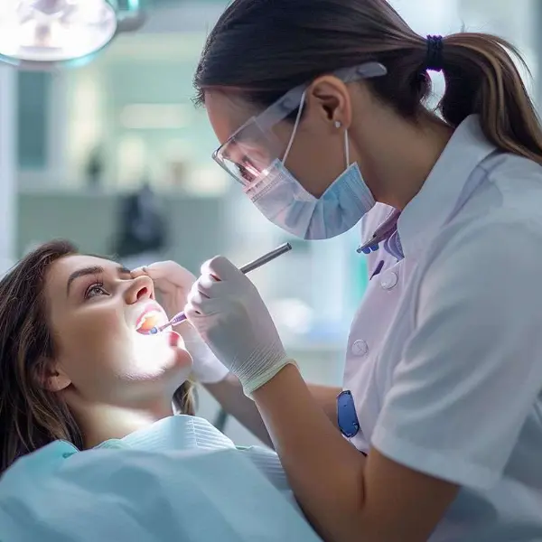 Dentist examining a patient's teeth