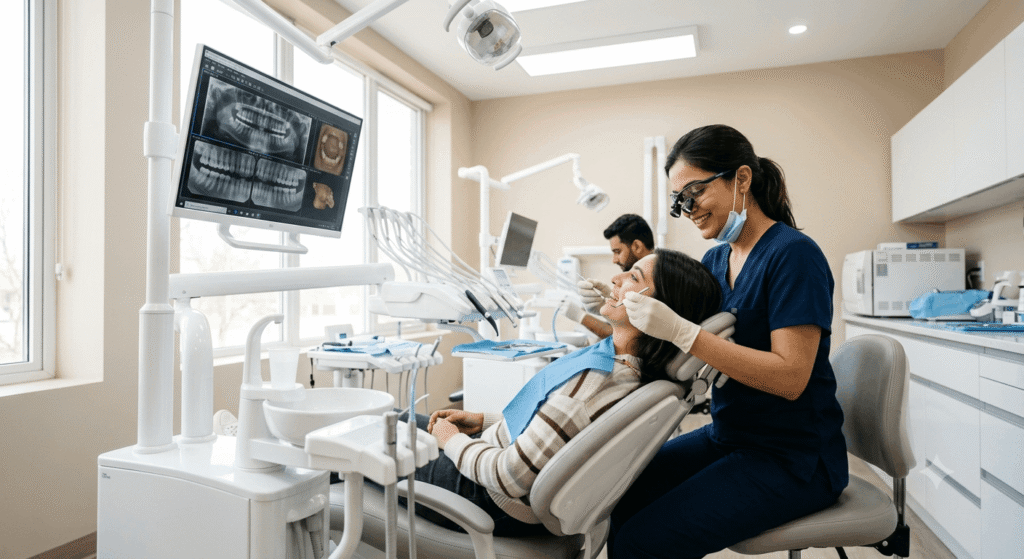 Healthy teeth with unhealthy gums
