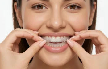 Person wearing Simply Clear Aligners for teeth straightening