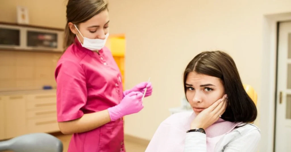 Patient feeling nervous before getting porcelain veneers